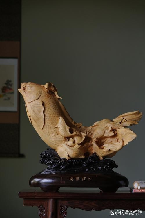 木雕各種魚類雕塑圖片