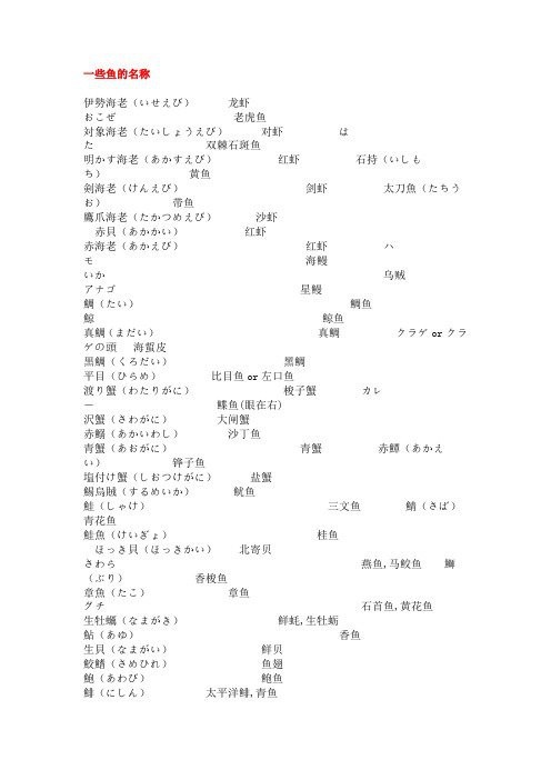 日本各種魚的名稱大全