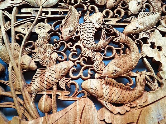各種形態木雕魚圖片