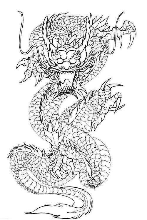 推薦一些國潮風格的金龍魚線描圖片