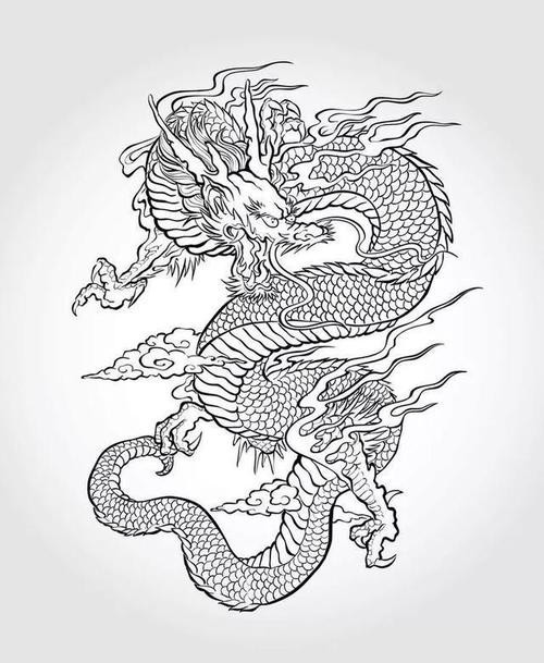 推薦一些國潮風格的金龍魚線描圖片