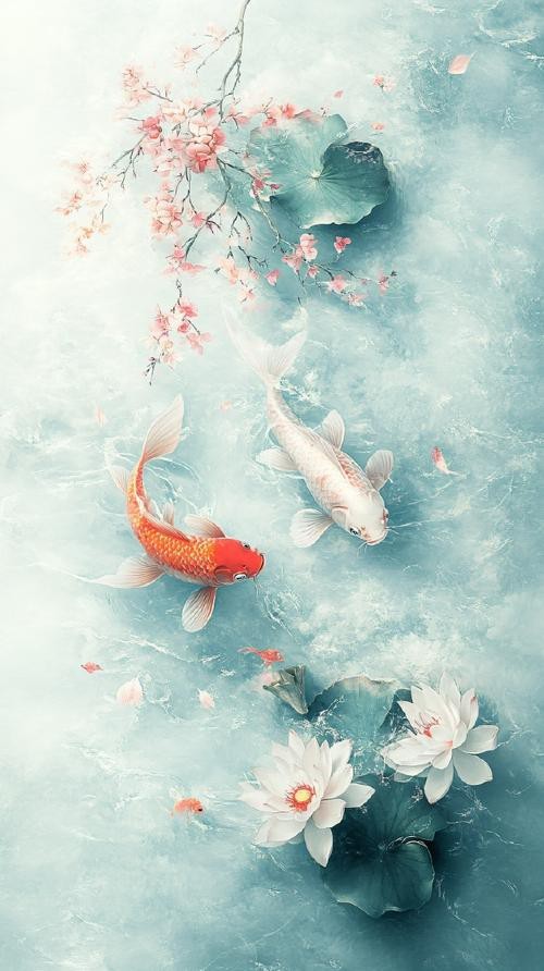 推薦一些國潮風格的金龍魚線描圖片
