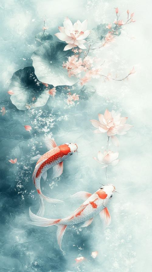 推薦一些國潮風格的金龍魚線描圖片