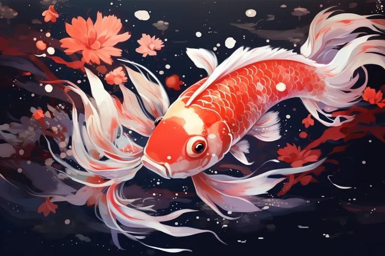 推薦一些國潮風格的金龍魚線描圖片