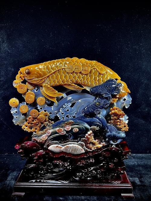 金龍魚玉雕圖片