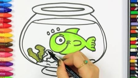 魚缸圖片簡筆畫彩色