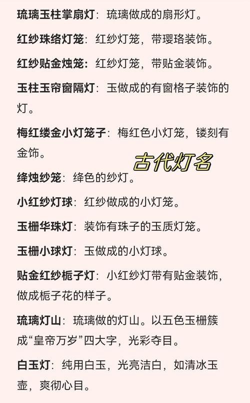 燈的種類圖片及名稱