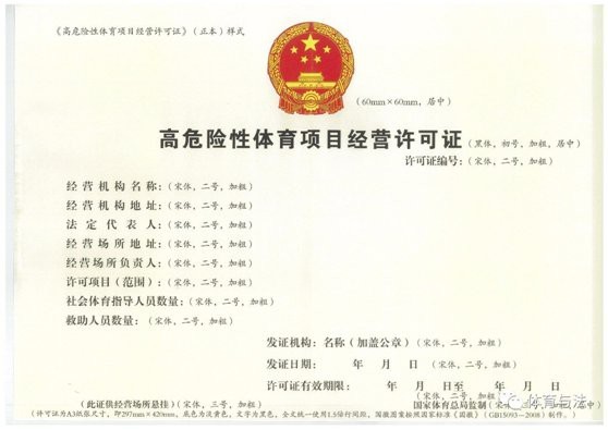 水上娛樂經營項目許可證