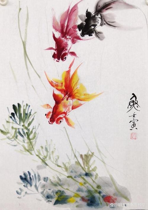 名家金魚國畫圖片
