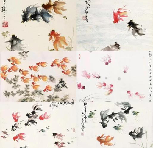 名家金魚國畫圖片