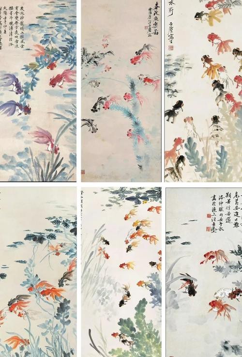 名家金魚國畫圖片