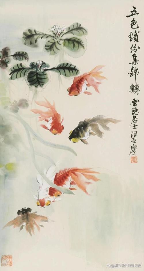 名家金魚國畫圖片