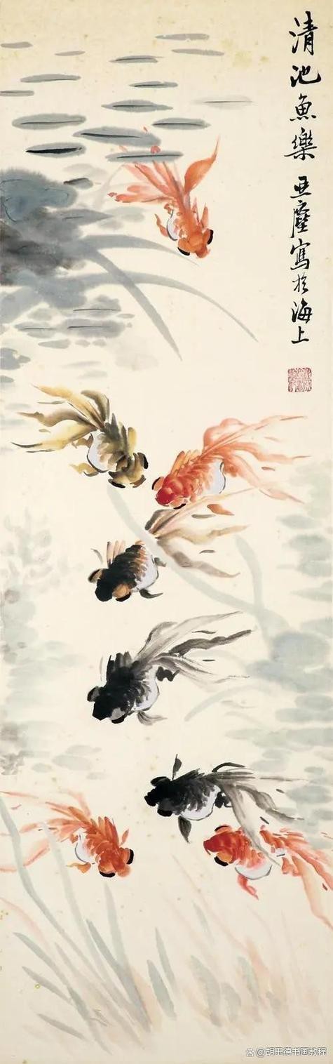 名家金魚國畫圖片