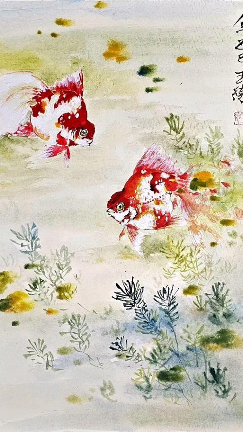 名家金魚國畫圖片