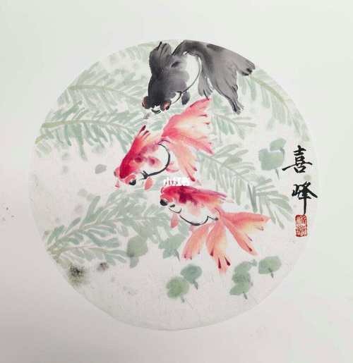 名家金魚國畫圖片