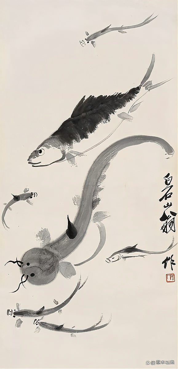 名家金魚國畫圖片