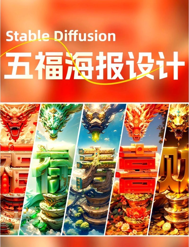 福祿壽喜財一體字