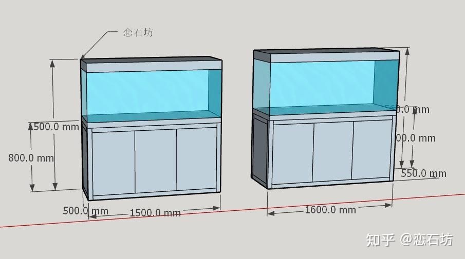 定制魚缸柜體尺寸的標準和建議：魚缸尺寸與空間布局：定制魚缸柜體尺寸時需要綜合考慮魚缸的尺寸、擺放位置、飼養因素
