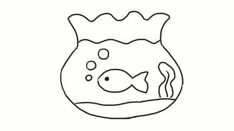 畫魚缸的簡筆畫（畫魚缸簡筆畫的基本步驟：金魚魚缸簡筆畫的基本步驟）