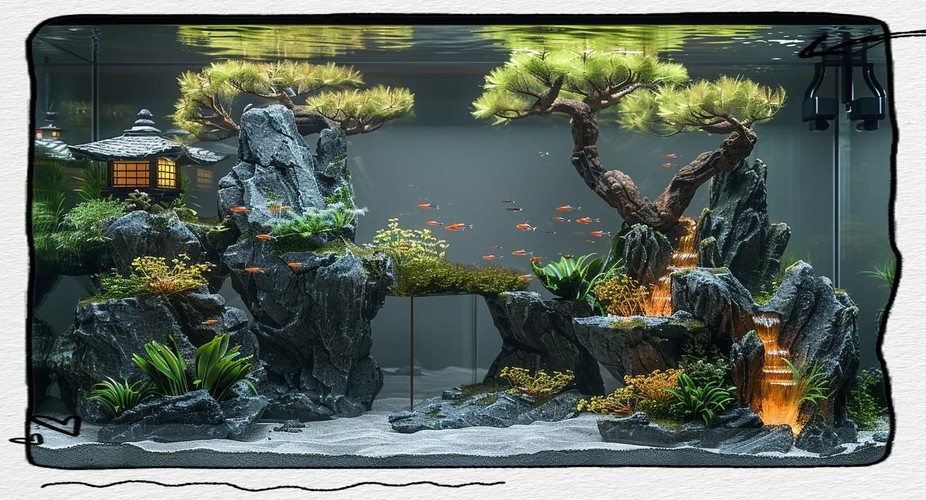 有沒(méi)有更多自然風(fēng)格的龍魚(yú)缸造景圖？