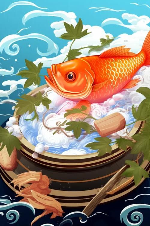 有沒有更多簡潔風格的紅龍魚頭像？