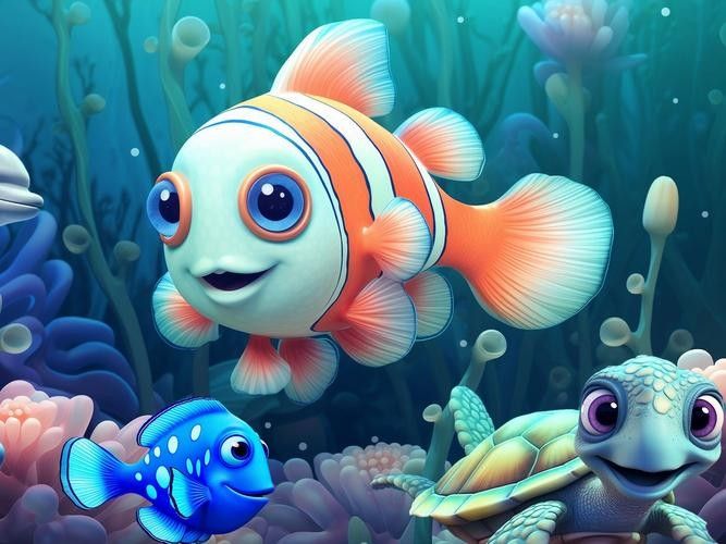 龍魚背景圖片大全可愛動漫版