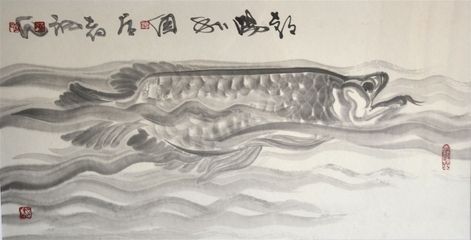 金龍魚繪畫作品（劉千碩《金龍魚》作品欣賞）