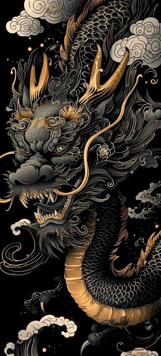給我一些關于黑色龍的藝術作品