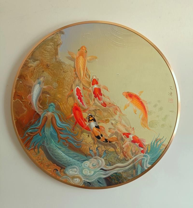 金龍魚立體畫圖片