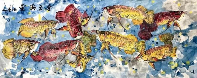 龍魚畫家陳盛中的作品可以命名為《龍魚圖》，可以命名為《紅龍》：龍魚畫家陳盛中的作品可以命名為《暢游江海》，可以命名為《紅龍》