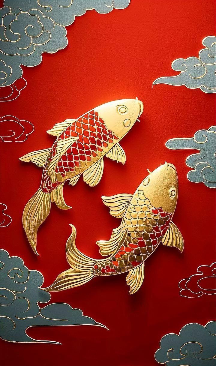給我一些招財轉運魚的壁紙圖片
