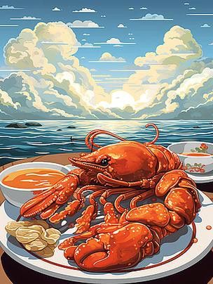 國潮風(fēng)格的卡通龍蝦圖片示例 國潮風(fēng)格的卡通龍蝦圖片示例 龍魚百科 第5張