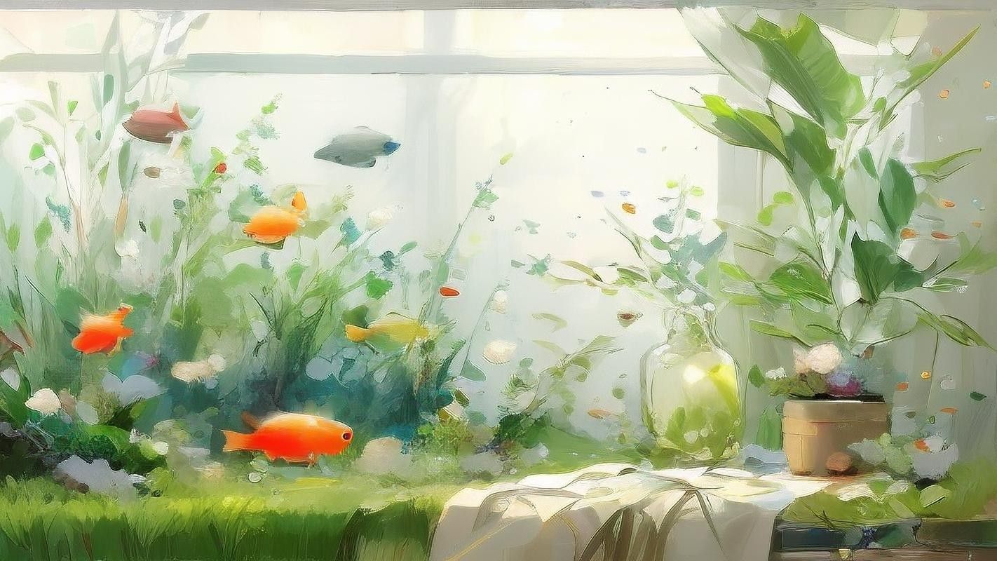 金龍魚魚缸背景圖高清