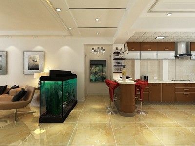 魚缸室內(nèi)裝修效果圖大全（入戶通高柜+景觀魚缸改造升級效果圖）