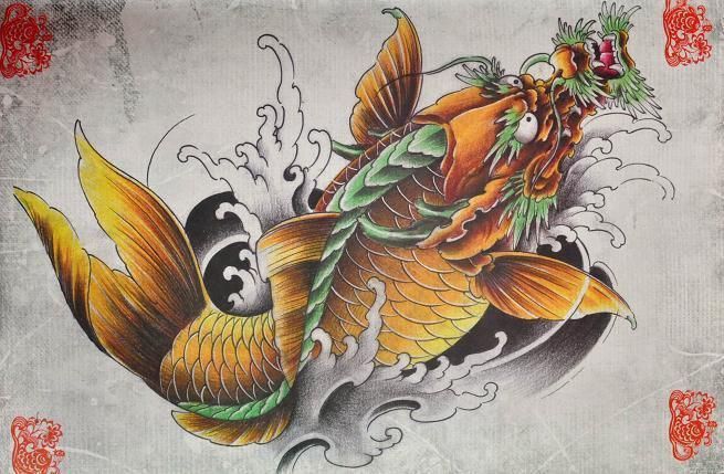 龍魚(yú)紋身圖案大全