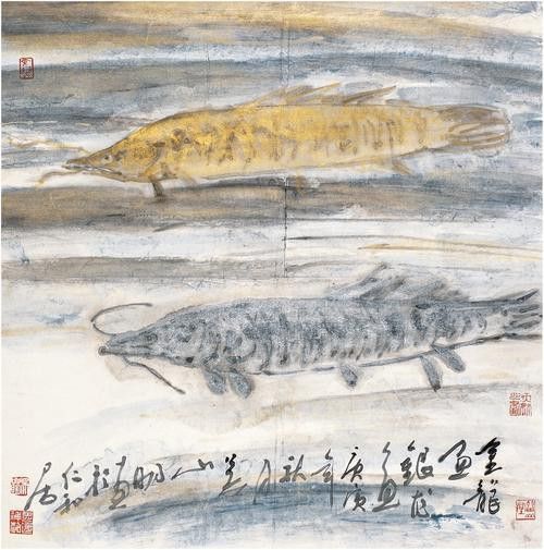 銀龍魚國畫