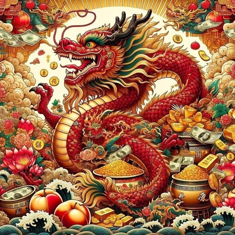 給我一些風水龍的繪畫作品欣賞
