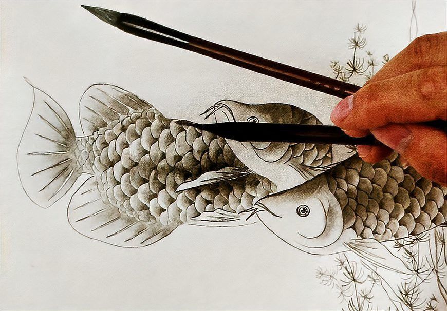 工筆畫金龍魚圖片大全欣賞 工筆畫金龍魚圖片大全欣賞 龍魚百科 第32張