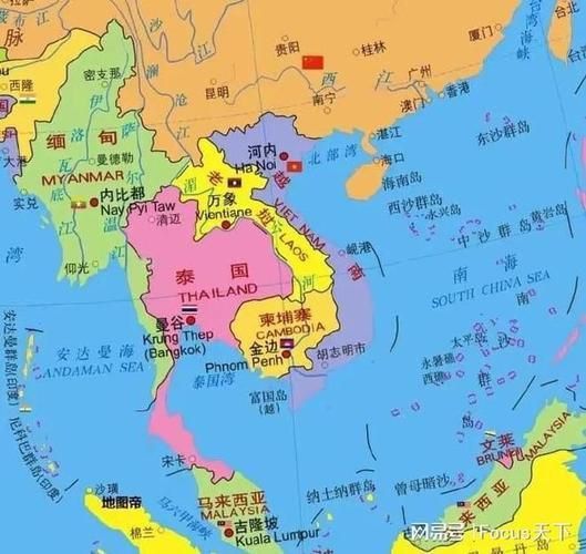 馬來西亞和中國位置圖