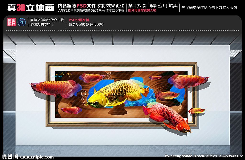 金龍魚立體畫怎么畫：手把手教你畫金龍魚立體畫之—金龍魚立體畫教程