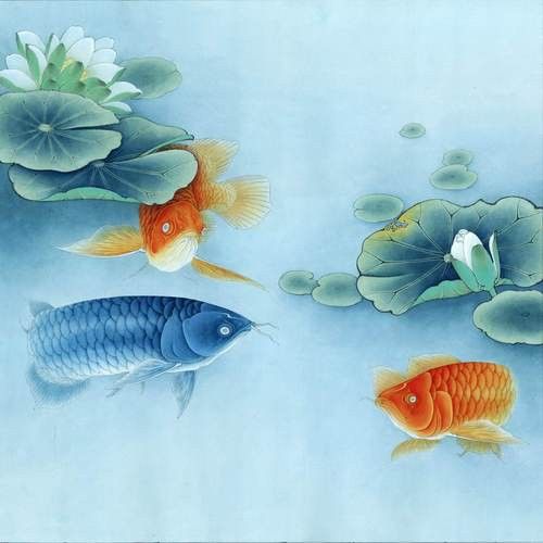 金龍魚國畫作品圖片