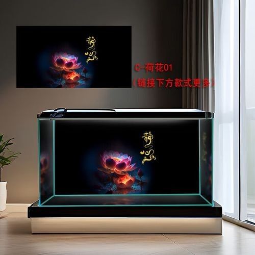 龍魚缸背景圖黑色荷花