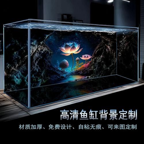 龍魚缸背景圖黑色荷花