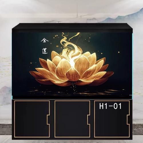 龍魚缸背景圖黑色荷花