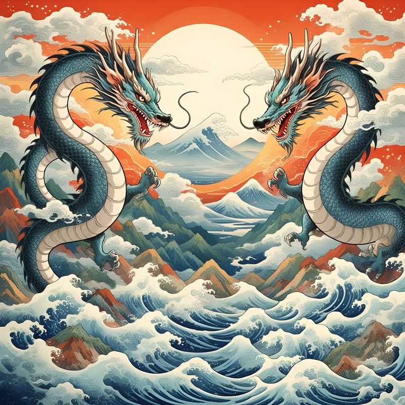 浮世繪風格雙龍頭像作者聯系方式
