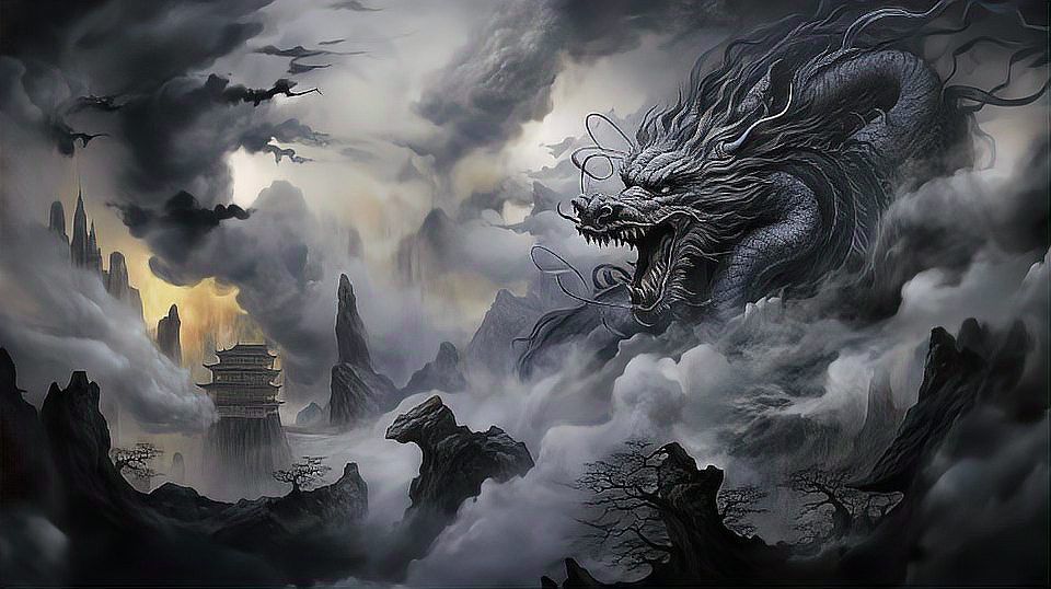 中國水墨畫中黑龍的創作背景是什么？