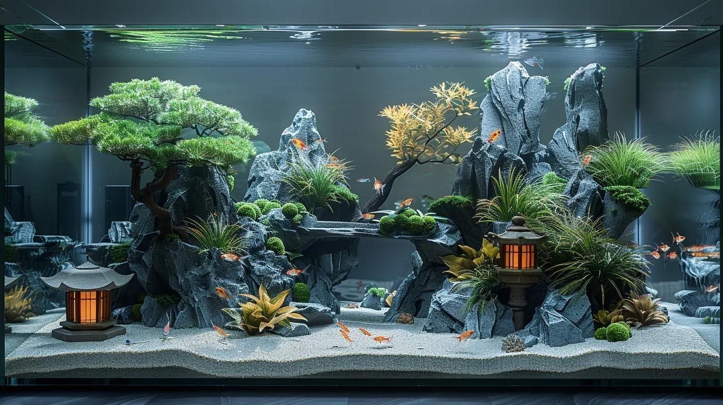 奶茶雷龍魚缸造景圖片欣賞（奶茶雷龍魚新家大揭秘一米五大缸造景全攻略）