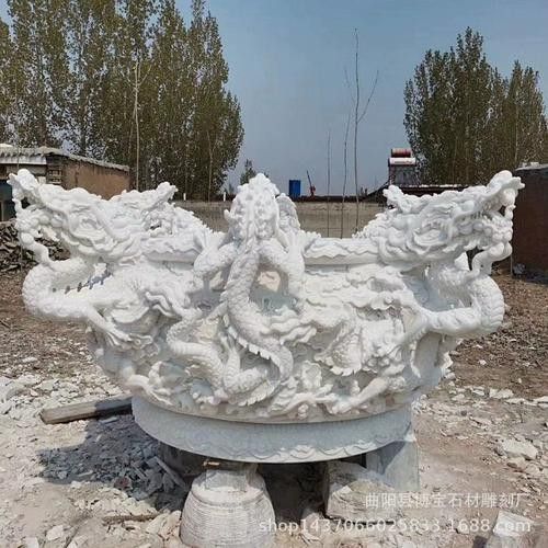 漢白玉龍頭魚缸型號：漢白玉龍頭魚缸
