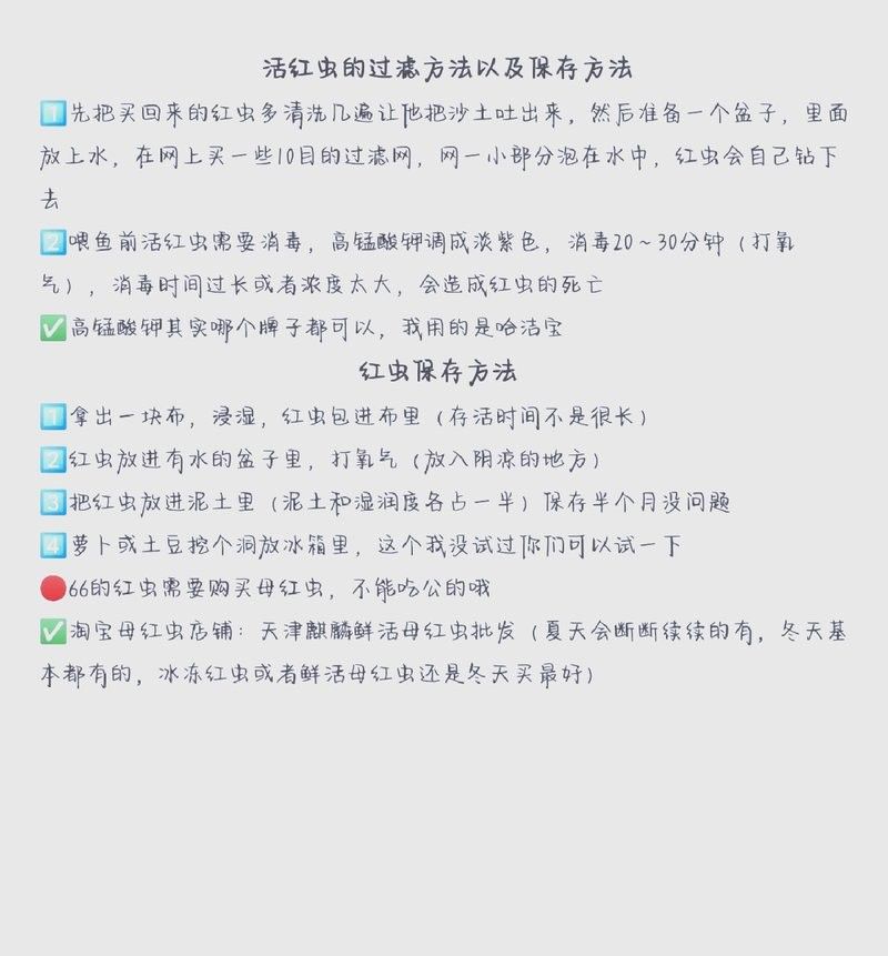 紅蟲冷凍處理的具體步驟：紅蟲保存方法
