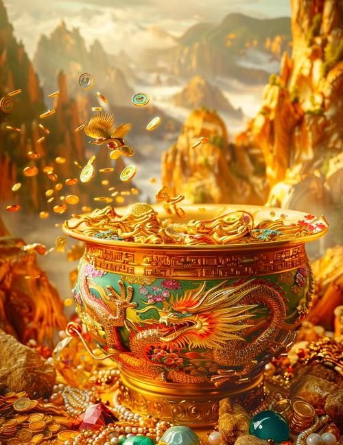 給我推薦一些聚財金龍插畫作品：聚財金龍插畫作品